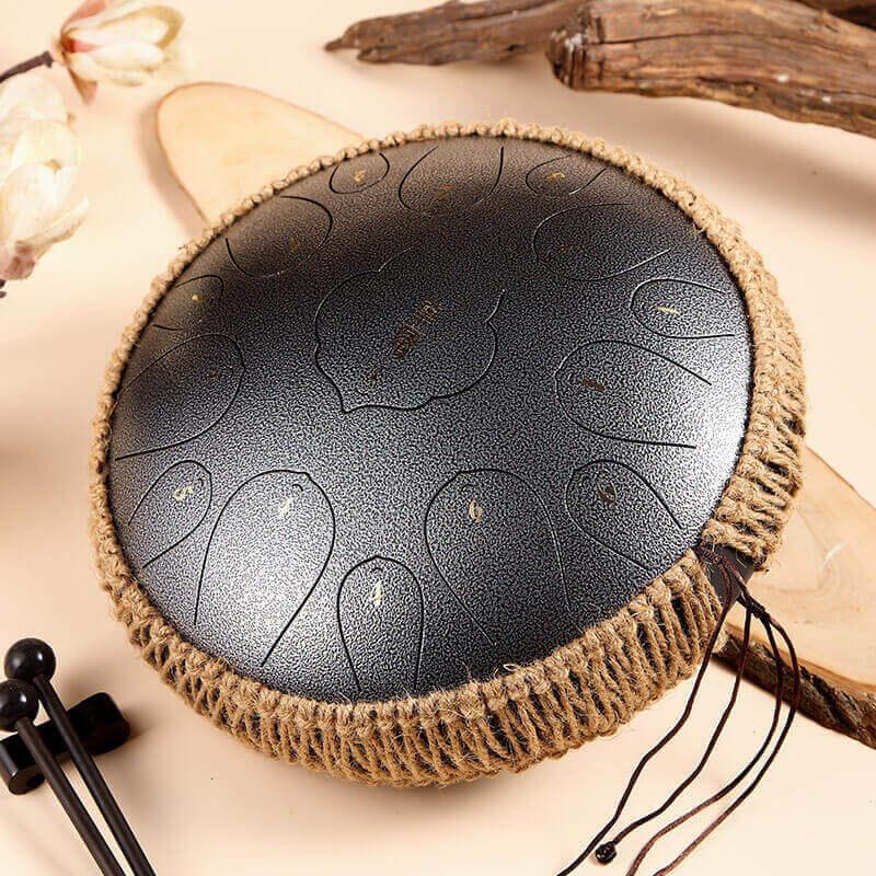 HLURU Huashu Lotus Carbon Steel Tongue Drum 14 Inches 15 Notes D Key Percussion Instrument - HLURU.SHOP