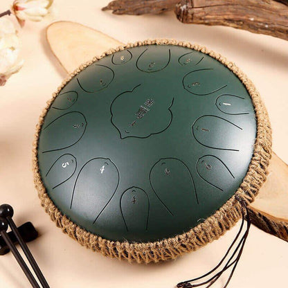 HLURU Huashu Lotus Carbon Steel Tongue Drum 14 Inches 15 Notes D Key Percussion Instrument - HLURU.SHOP