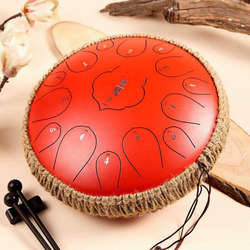 HLURU Huashu Lotus Carbon Steel Tongue Drum 14 Inches 15 Notes D Key Percussion Instrument - HLURU.SHOP