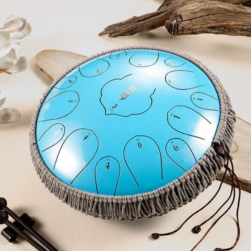 HLURU Huashu Lotus Carbon Steel Tongue Drum 14 Inches 15 Notes D Key Percussion Instrument - HLURU.SHOP