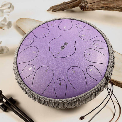 HLURU Huashu Lotus Carbon Steel Tongue Drum 14 Inches 15 Notes D Key Percussion Instrument - HLURU.SHOP