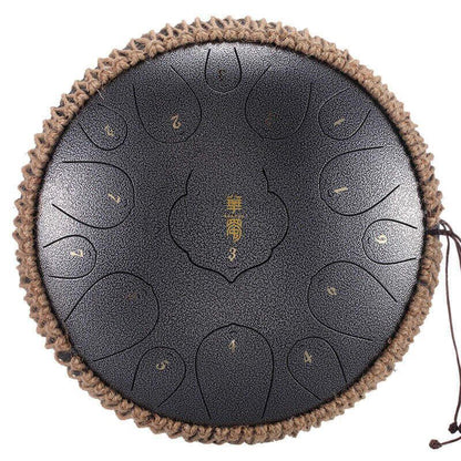 HLURU Huashu Lotus Carbon Steel Tongue Drum 14 Inches 15 Notes D Key Percussion Instrument - HLURU.SHOP