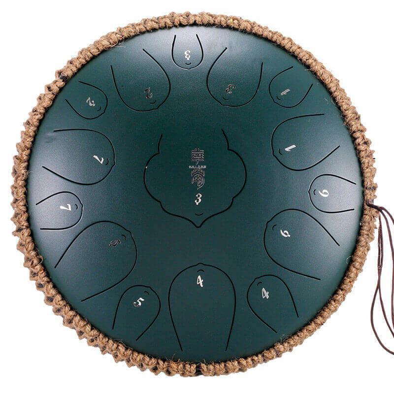 HLURU Huashu Lotus Carbon Steel Tongue Drum 14 Inches 15 Notes D Key Percussion Instrument - HLURU.SHOP