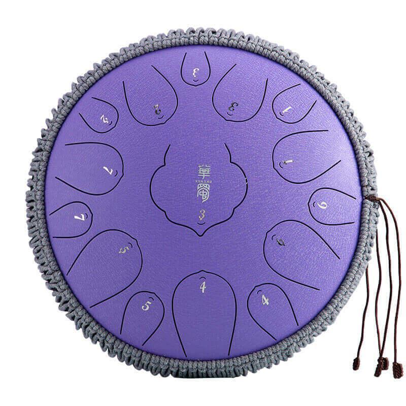 HLURU Huashu Lotus Carbon Steel Tongue Drum 14 Inches 15 Notes D Key Percussion Instrument - HLURU.SHOP