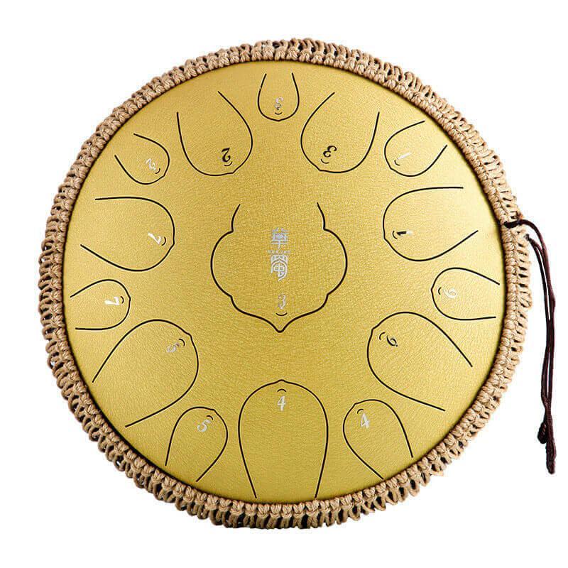 HLURU Huashu Lotus Carbon Steel Tongue Drum 14 Inches 15 Notes D Key Percussion Instrument - HLURU.SHOP