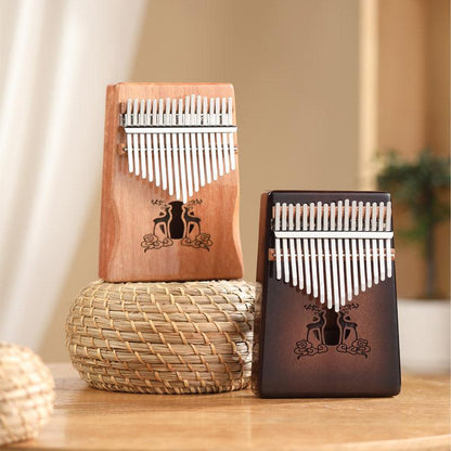 HLURU Huashu Lucky Deer 17 Key Hollow Kalimba Thumb Piano, Mahogany Core Armrest Round Hole Opening Box Resonace Single Board Trepanning C Tone Kalimba Instrument - HLURU.SHOP