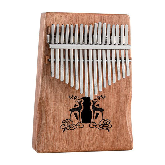 HLURU Huashu Lucky Deer 17 Key Hollow Kalimba Thumb Piano, Mahogany Core Armrest Round Hole Opening Box Resonace Single Board Trepanning C Tone Kalimba Instrument - HLURU.SHOP