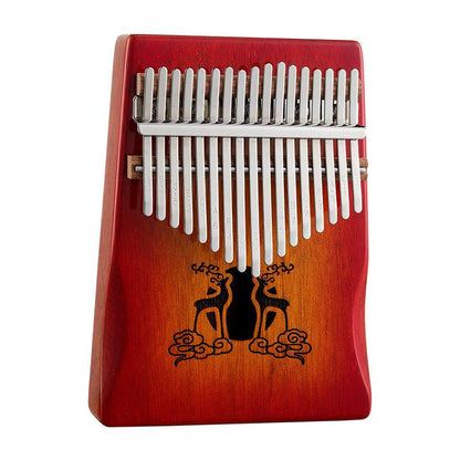 HLURU Huashu Lucky Deer 17 Key Hollow Kalimba Thumb Piano, Mahogany Core Armrest Round Hole Opening Box Resonace Single Board Trepanning C Tone Kalimba Instrument - HLURU.SHOP