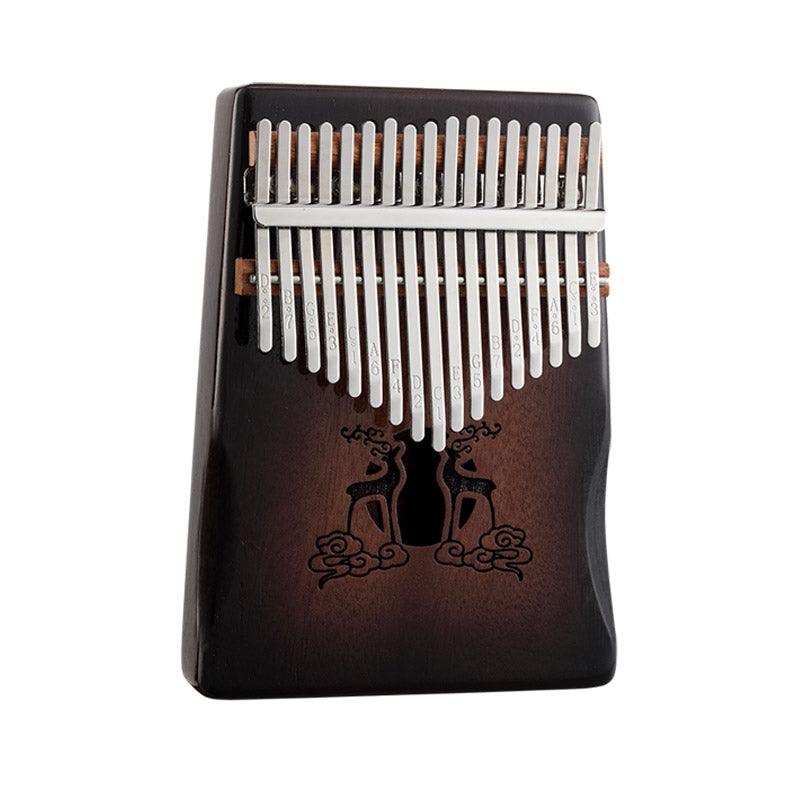 HLURU Huashu Lucky Deer 17 Key Hollow Kalimba Thumb Piano, Mahogany Core Armrest Round Hole Opening Box Resonace Single Board Trepanning C Tone Kalimba Instrument - HLURU.SHOP