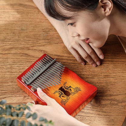 HLURU Huashu Lucky Deer 17 Key Hollow Kalimba Thumb Piano, Mahogany Core Armrest Round Hole Opening Box Resonace Single Board Trepanning C Tone Kalimba Instrument - HLURU.SHOP