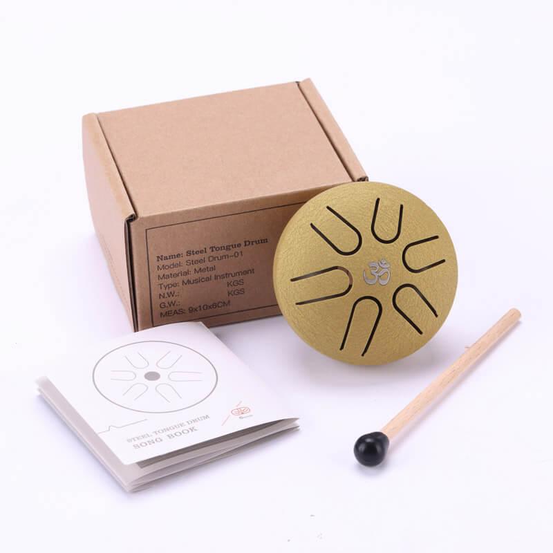 HLURU Huashu Mini Titanium Steel Tongue Drum 3 Inches 6 Notes A5 Tone Pocket Drum For Beginners - HLURU.SHOP