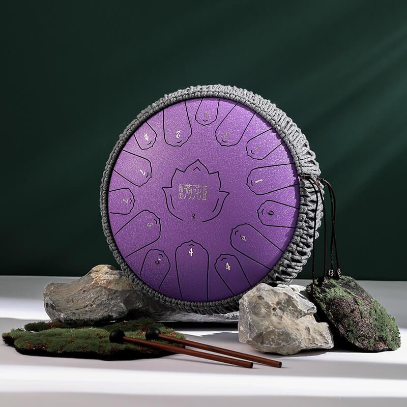 HLURU Huashu Upgrade Lotus 13 Inches 15 Notes C Major Carbon Steel Tongue Drum - HLURU.SHOP