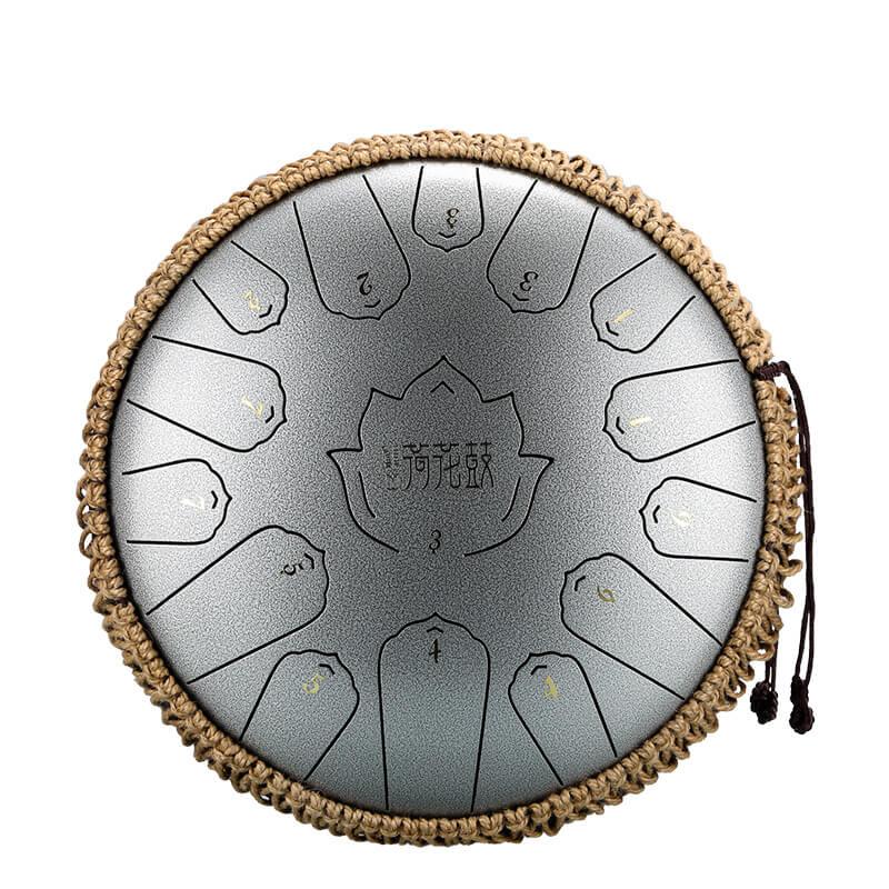 HLURU Huashu Upgrade Lotus 13 Inches 15 Notes C Major Carbon Steel Tongue Drum - HLURU.SHOP