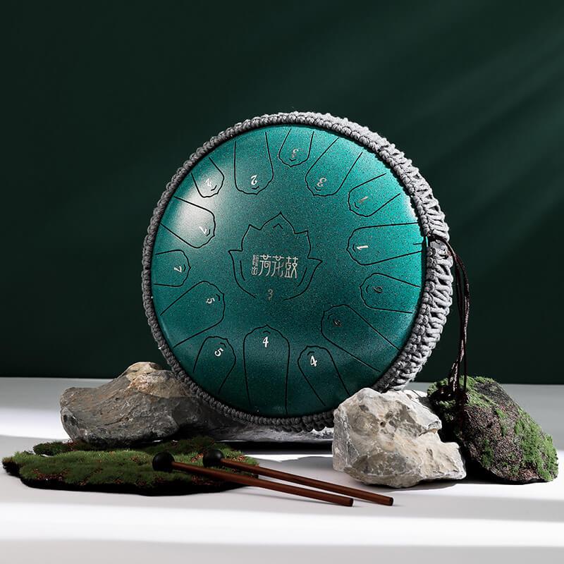 HLURU Huashu Upgrade Lotus 13 Inches 15 Notes C Major Carbon Steel Tongue Drum - HLURU.SHOP