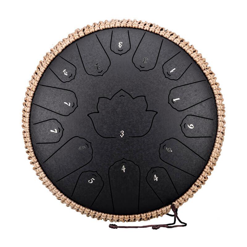 HLURU Huashu Upgrade Lotus 2TH Generation 13 Inches 15 Notes C Major Carbon Steel Tongue Drum - HLURU.SHOP