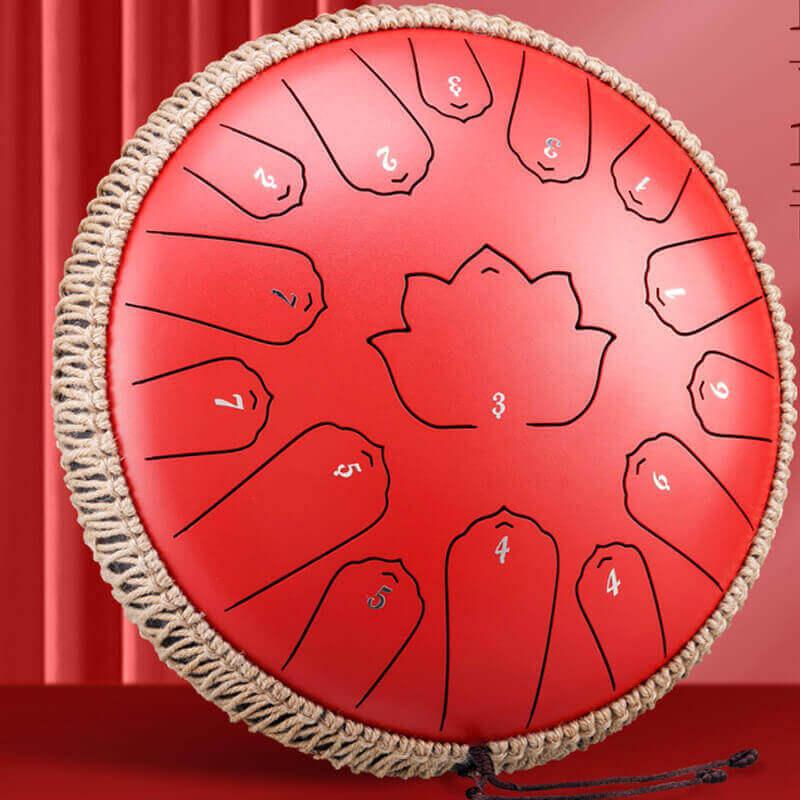 HLURU Huashu Upgrade Lotus 2TH Generation 13 Inches 15 Notes C Major Carbon Steel Tongue Drum - HLURU.SHOP