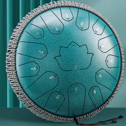 HLURU Huashu Upgrade Lotus 2TH Generation 13 Inches 15 Notes C Major Carbon Steel Tongue Drum - HLURU.SHOP