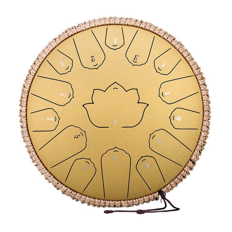 HLURU Huashu Upgrade Lotus 2TH Generation 13 Inches 15 Notes C Major Carbon Steel Tongue Drum - HLURU.SHOP