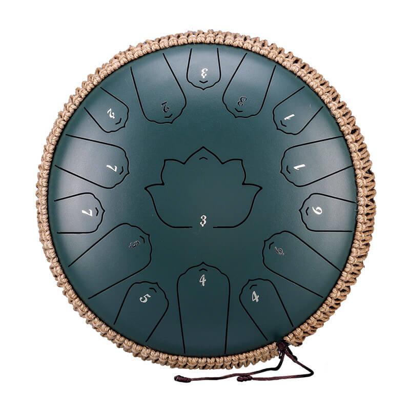 HLURU Huashu Upgrade Lotus 2TH Generation 13 Inches 15 Notes C Major Carbon Steel Tongue Drum - HLURU.SHOP