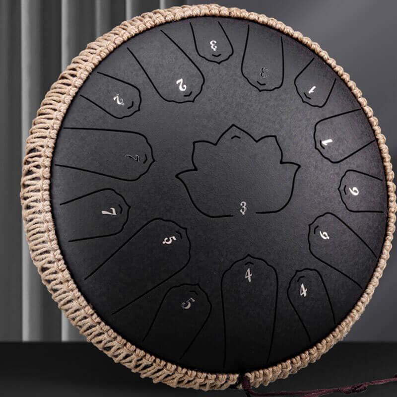 HLURU Huashu Upgrade Lotus 2TH Generation 13 Inches 15 Notes C Major Carbon Steel Tongue Drum - HLURU.SHOP