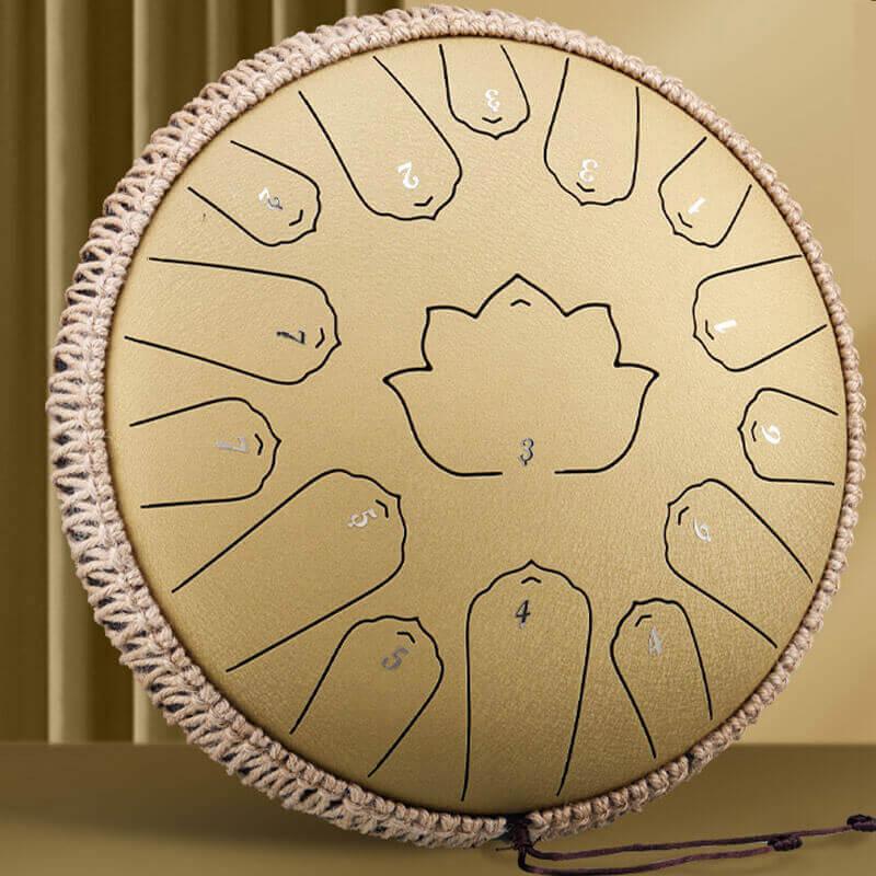 HLURU Huashu Upgrade Lotus 2TH Generation 13 Inches 15 Notes C Major Carbon Steel Tongue Drum - HLURU.SHOP