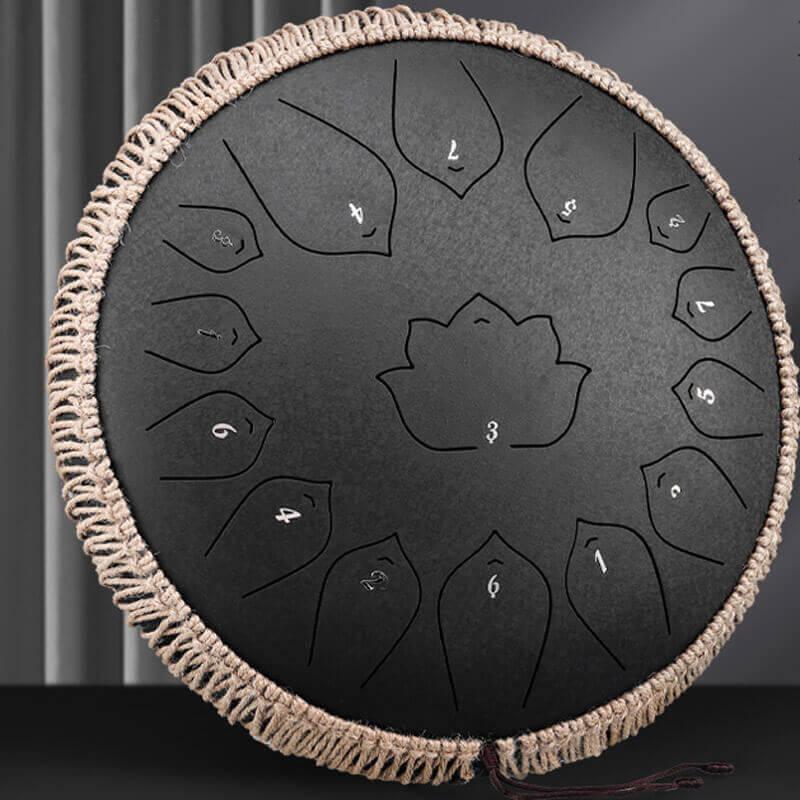 HLURU Huashu Upgrade Lotus 2TH Generation 14 Inches 15 Notes C Major Carbon Steel Tongue Drum - HLURU.SHOP