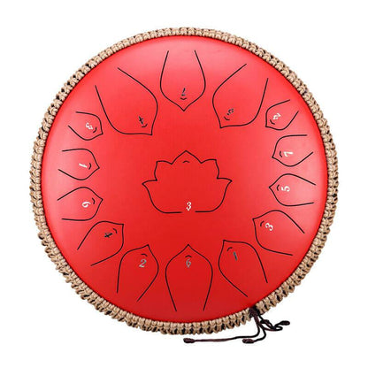 HLURU Huashu Upgrade Lotus 2TH Generation 14 Inches 15 Notes C Major Carbon Steel Tongue Drum - HLURU.SHOP