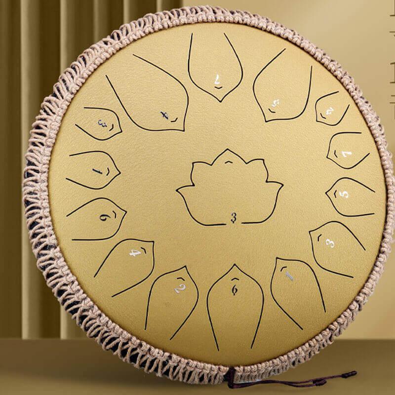 HLURU Huashu Upgrade Lotus 2TH Generation 14 Inches 15 Notes C Major Carbon Steel Tongue Drum - HLURU.SHOP