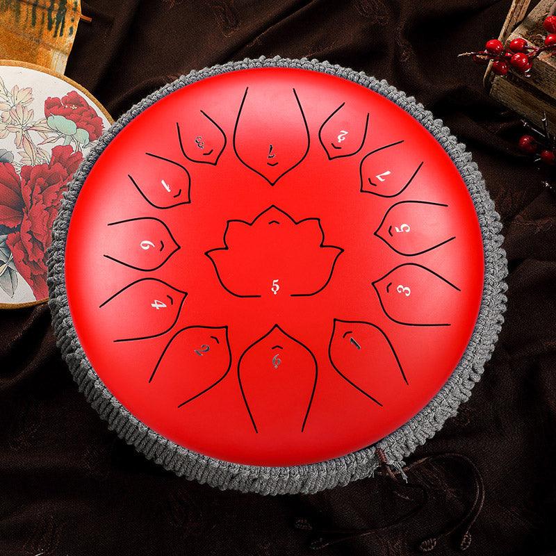 HLURU Huashu Upgrade Lotus 2TH Generation Carbon Steel Tongue Drum 12 Inches 13 Notes C Major - HLURU.SHOP