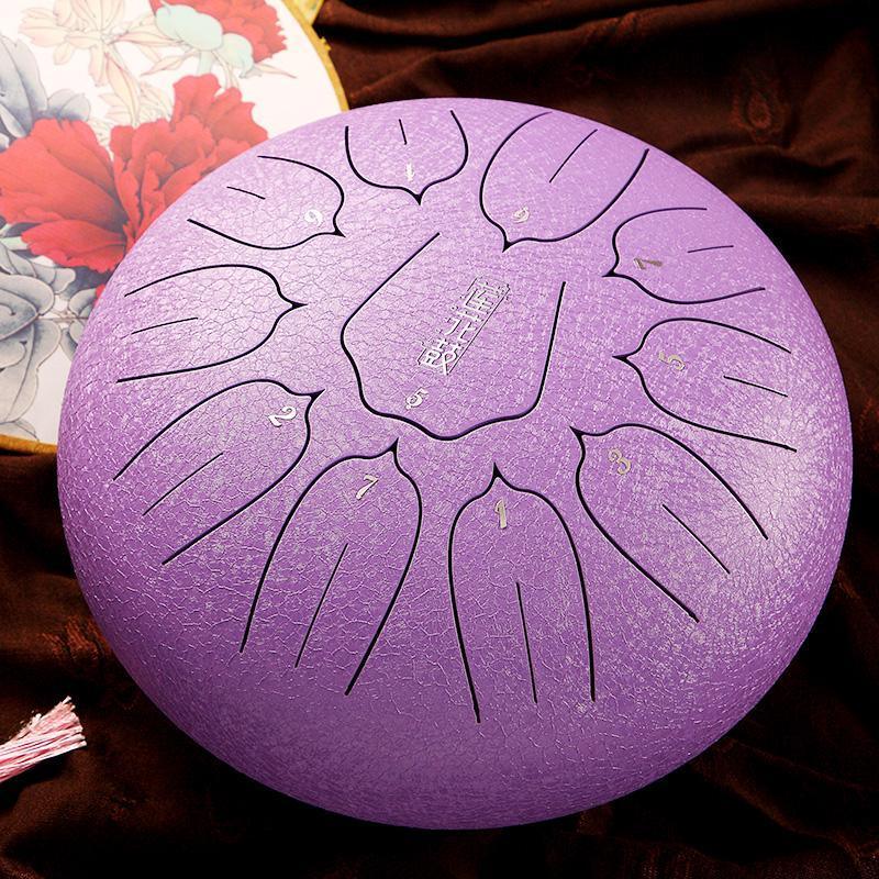 HLURU Huashu Upgrade Lotus Carbon Steel Tongue Drum 12'' 11 Tone C Key - 12 Inches / 11 Notes - HLURU.SHOP