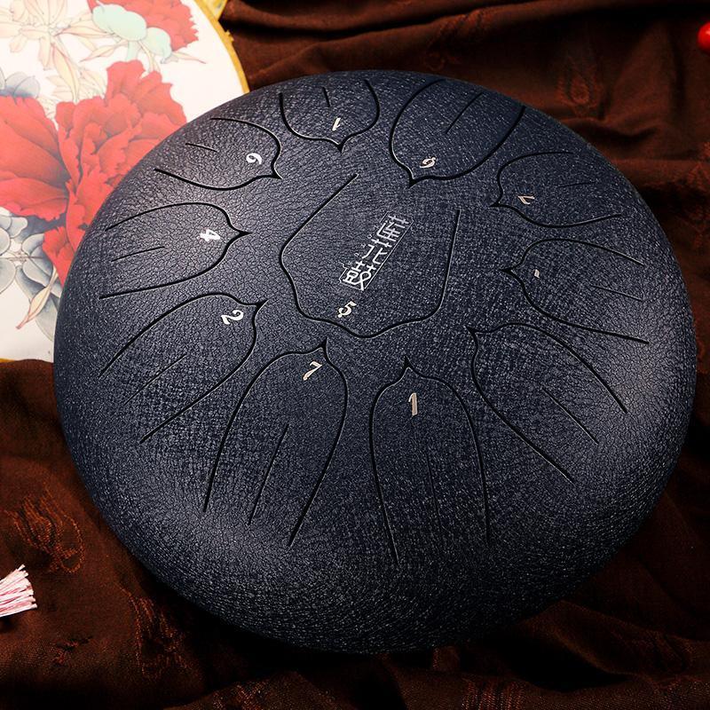 HLURU Huashu Upgrade Lotus Carbon Steel Tongue Drum 12'' 11 Tone C Key - 12 Inches / 11 Notes - HLURU.SHOP