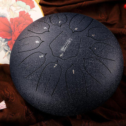 HLURU Huashu Upgrade Lotus Carbon Steel Tongue Drum 12'' 11 Tone C Key - 12 Inches / 11 Notes - HLURU.SHOP