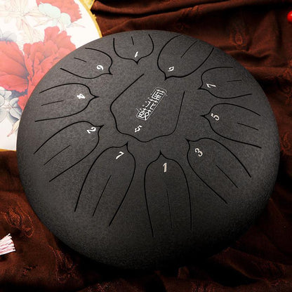 HLURU Huashu Upgrade Lotus Carbon Steel Tongue Drum 12'' 11 Tone C Key - 12 Inches / 11 Notes - HLURU.SHOP