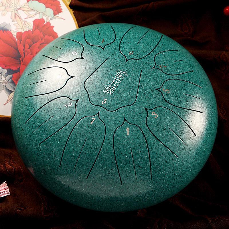 HLURU Huashu Upgrade Lotus Carbon Steel Tongue Drum 12'' 11 Tone C Key - 12 Inches / 11 Notes - HLURU.SHOP