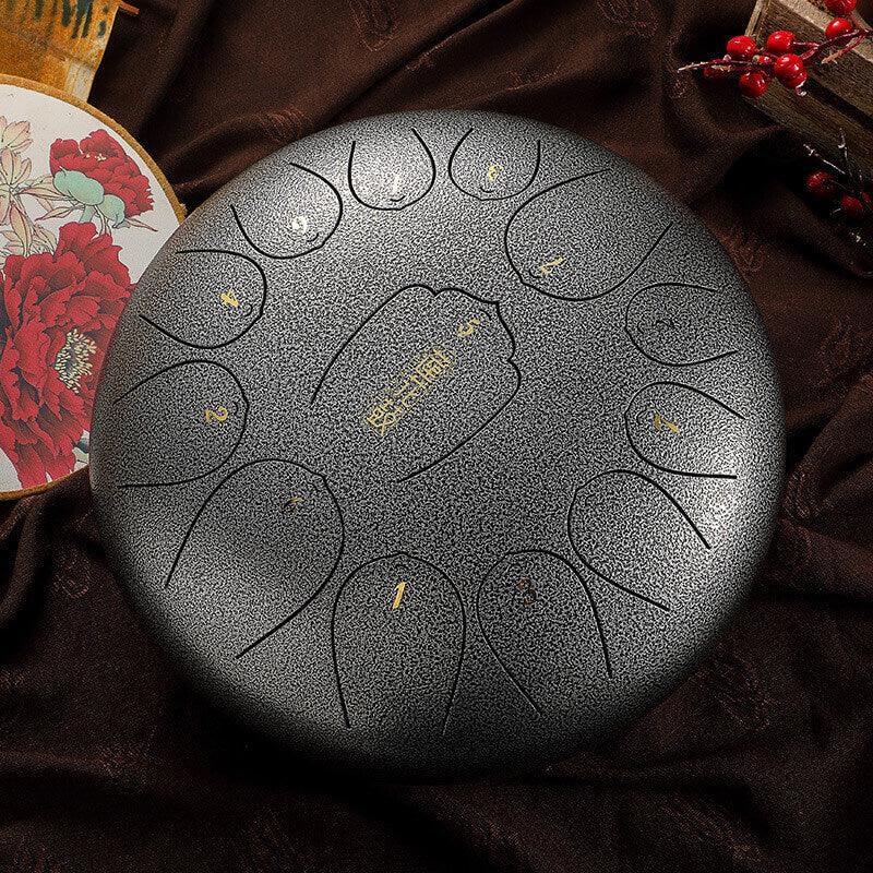 HLURU Huashu Upgrade Lotus Carbon Steel Tongue Drum 12'' 13 Tone C Key - 12 Inches / 13 Notes (11 colors) - HLURU.SHOP