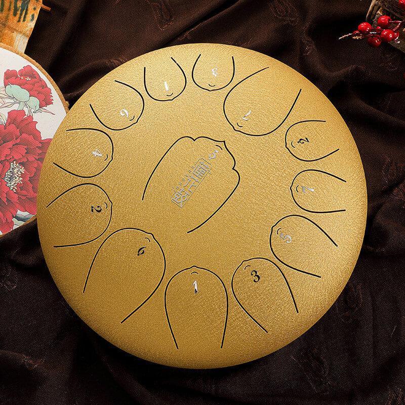 HLURU Huashu Upgrade Lotus Carbon Steel Tongue Drum 12'' 13 Tone C Key - 12 Inches / 13 Notes (11 colors) - HLURU.SHOP