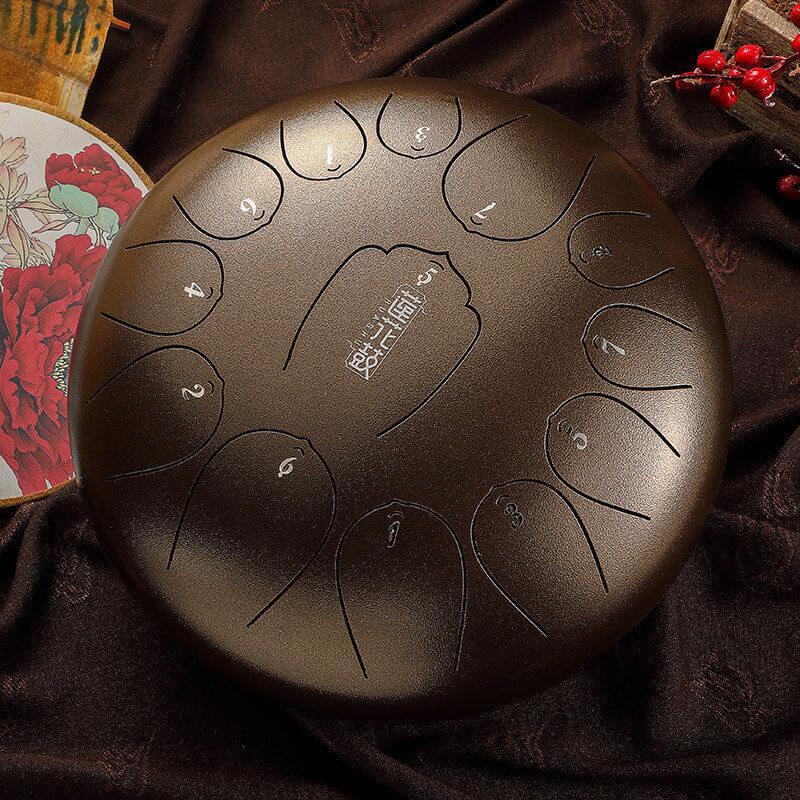 HLURU Huashu Upgrade Lotus Carbon Steel Tongue Drum 12'' 13 Tone C Key - 12 Inches / 13 Notes (11 colors) - HLURU.SHOP