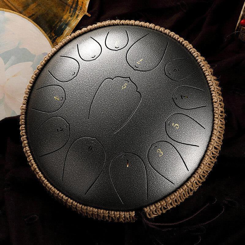 HLURU Huashu Upgrade Lotus Carbon Steel Tongue Drum 12'' 13 Tone C Key - 12 Inches / 13 Notes (11 colors) - HLURU.SHOP