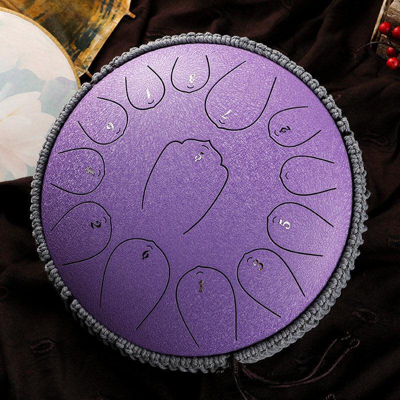 HLURU Huashu Upgrade Lotus Carbon Steel Tongue Drum 12'' 13 Tone C Key - 12 Inches / 13 Notes (11 colors) - HLURU.SHOP