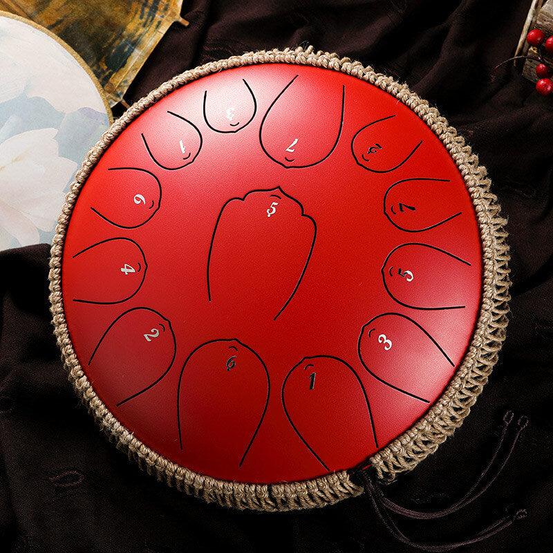 HLURU Huashu Upgrade Lotus Carbon Steel Tongue Drum 12'' 13 Tone C Key - 12 Inches / 13 Notes (11 colors) - HLURU.SHOP