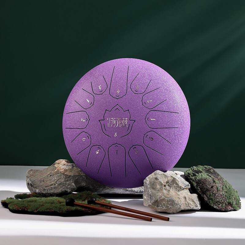 HLURU Huashu Upgrade Lotus Carbon Steel Tongue Drum 12 Inches 13 Notes C Major (6 colors) - HLURU.SHOP