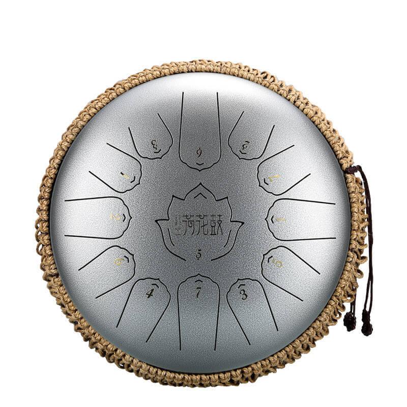 HLURU Huashu Upgrade Lotus Carbon Steel Tongue Drum 12 Inches 13 Notes C Major (6 colors) - HLURU.SHOP