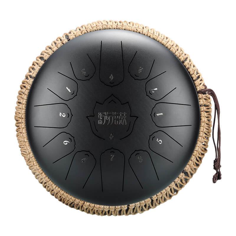 HLURU Huashu Upgrade Lotus Carbon Steel Tongue Drum 12 Inches 13 Notes C Major (6 colors) - HLURU.SHOP