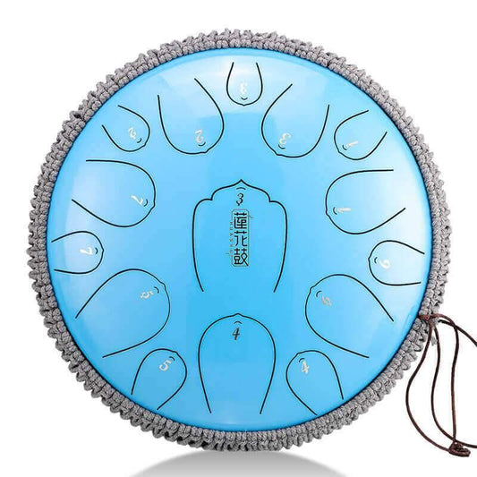 HLURU Huashu Upgrade Lotus Carbon Steel Tongue Drum 13 Inches 15 Notes C Key (D KEY Can Be Customized) - HLURU.SHOP