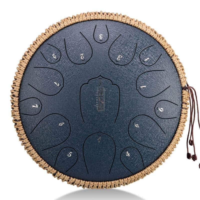 HLURU Huashu Upgrade Lotus Carbon Steel Tongue Drum 13 Inches 15 Notes C Key (D KEY Can Be Customized) - HLURU.SHOP