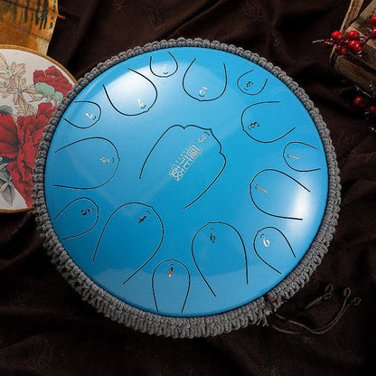 HLURU Huashu Upgrade Lotus Carbon Steel Tongue Drum 13 Inches 15 Notes C Key (D KEY Can Be Customized) - HLURU.SHOP