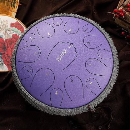 HLURU Huashu Upgrade Lotus Carbon Steel Tongue Drum 13 Inches 15 Notes C Key (D KEY Can Be Customized) - HLURU.SHOP