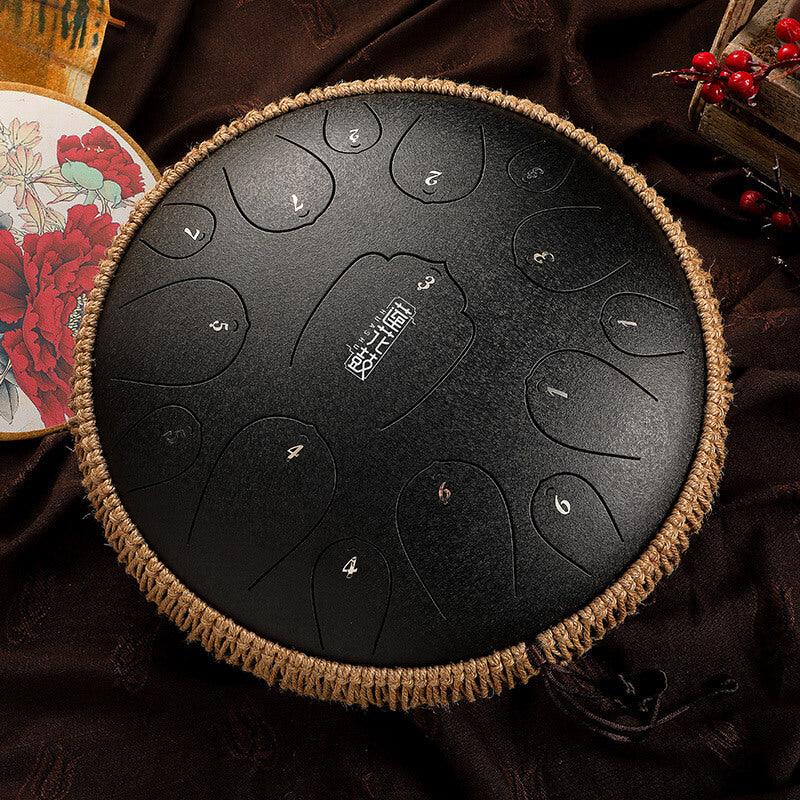 HLURU Huashu Upgrade Lotus Carbon Steel Tongue Drum 13 Inches 15 Notes C Key (D KEY Can Be Customized) - HLURU.SHOP