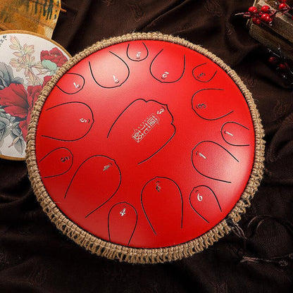 HLURU Huashu Upgrade Lotus Carbon Steel Tongue Drum 13 Inches 15 Notes C Key (D KEY Can Be Customized) - HLURU.SHOP