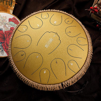 HLURU Huashu Upgrade Lotus Carbon Steel Tongue Drum 13 Inches 15 Notes C Key (D KEY Can Be Customized) - HLURU.SHOP